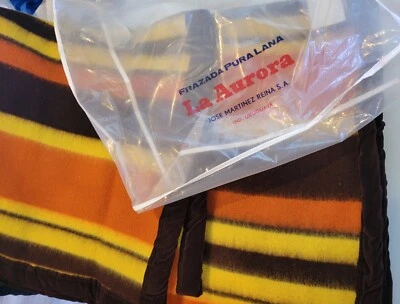 Vintage Jose Martinez la Aurora 100%Wool blanket 66 x 90 nwot brown,yellow,orang - Image 1 of 4