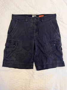 St Johns Bay Men's Cargo Shorts 34 Charcoal Blue Flat Front Comfort Stretch - Picture 1 of 12