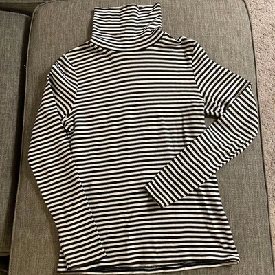 Suéter de cuello alto con borde para hombre Uniqlo negro/blanco talla M tejido Top Foto 1 de 3