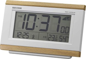 RHYTHM Alarm clock Radio clock Electronic sound alarm Temperature Humidi - Picture 1 of 6
