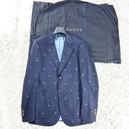 Gucci giacca uomo sartoriale ricamata blu navy M 2B usata ottima