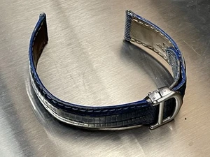 Genuine Cartier 17 18mm Blue Leather Watch Strap Auth Deployment Clasp Tank 23mm - Picture 1 of 23