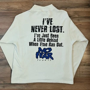 Vintage 90s No Fear Gear Mock Neck Sweatshirt Size Large White Pullover - Bild 1 von 9