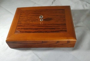 Vintage Wood Jewelry Box Trinket Ring Box Lift Off Lid Wood Grain Features - Picture 1 of 8
