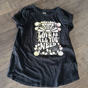 Girls So Black My Favorite Tee Love Is All You Need Tee Shirt XL 14/16 - Picture 1 of 4