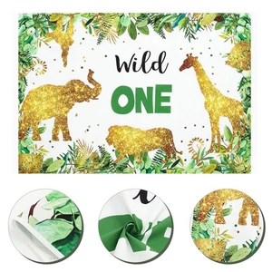 Birthday Party Background Cloth Baby Jungle Animal Happy Backdrop - Picture 1 of 8