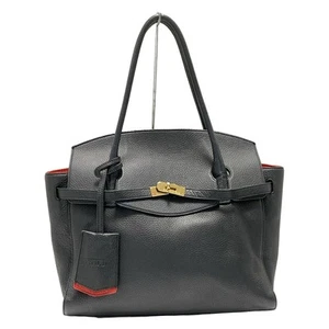 Auth COCOCELUX GOLD - Black Natural Shrink Leather Handbag - Picture 1 of 9