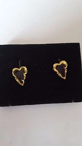 Vintage Gold Plated Black Leaf Pierced Earrings - Picture 1 of 3