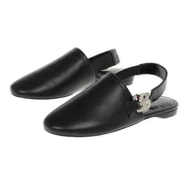 Givenchy женщин из черной кожи слинга мулы размер 7 повседневный G цепочка серебро - Изображение 1 из 4