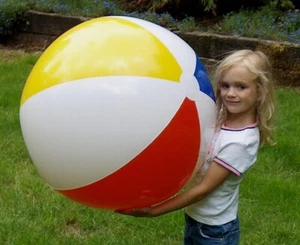 36" Inflatable 4 Color CLASSIC Glossy Vinyl, BEACH BALL Pool Party Toy WRYB - Picture 1 of 5