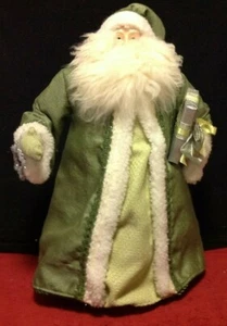 Vintage Father Christmas Green Santa Saint Nicholas Holiday Tree Topper Figure - Picture 1 of 8