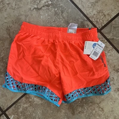 Pantalones Cortos Atléticos Reebok Speed Wick Coral/Azul Niñas Nuevos con Etiquetas Talla Grande Forrados Foto 1 de 4