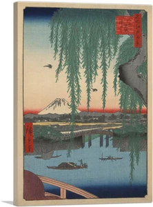 ARTCANVAS Yatsumi Bridge Canvas Art Print by Utagawa Hiroshige - Picture 1 of 11