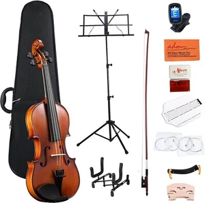 ADM Acoustic Violin for Kids Beginners, 4/4 Full Size Violin Set Solid Wood Ebon - Picture 1 of 7
