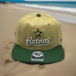 Gorra de los Astros de Houston "47 Marca Capitán Oro Antiguo Bajo Perfil Snapback Gorra H77 - Imagen 1 de 9