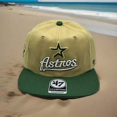 Houston Astros Hat "47 Brand  Captain Old Gold Low Profile Snapback Cap H77 - Image 1 of 4