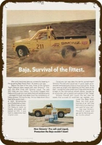 1973 Datsun Truck Baja Race & SIMONIZ Vintage-Look DECORATIVE REPLICA METAL SIGN - Picture 1 of 1