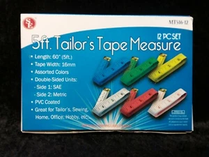 Lot  of 12 Sewing Crafting  Measureing Tapes 5 feet (60 inches) assorted colors - Picture 1 of 2