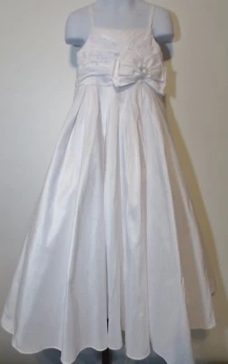 Davids Bridal Miniture Bride Dress Size 5 White Shantung Taffeta Ball Gown Girls - Image 1 of 4
