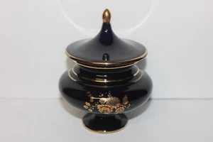 Beautiful Black & Gold Jewelry Trinket Box, Genuine Cobalt - Woulind Chile, 5.75 - Picture 1 of 12