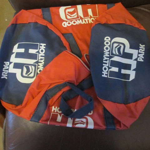 Hollywood Park Horse Racing Duffel Bag Red and Blue Cover