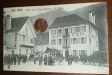 Cartolina d'epoca paesagg Italia Piemonte Verbania Vigezzo Arrivo Posta Svizzera