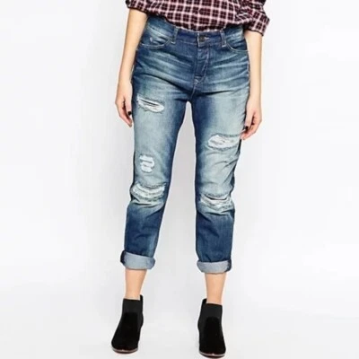 Maison Scotch L'adorable boyfriend jeans distressed patchwork women's size 28 - Image 1 of 4