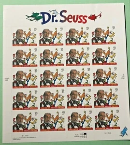 USPS sheet of 20 stamps featuring Dr. Seuss  37C MNH - Picture 1 of 2
