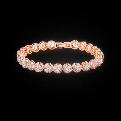 Damen Armband Rosegold  vergoldet Zirkonia 750 Gold 18K Tennisarmband B2801SL - Bild 1 von 4