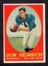 1958 TOPPS DON HEINRICH CARD NO:83 NEAR MINT CONDITION