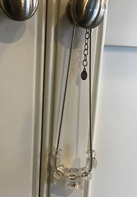 Ladies Fashion Choker Necklace- Nine Lucite Type Beads On Silver Chain - Image 1 of 4