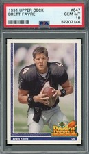 Brett Favre 1991 Upper Deck Football Rookie Card #647 PSA 10