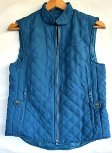 Riding Sport Equestrian Wear Vest Womens M Quilted Full Zip Horse Ride Blue Logo - Picture 1 of 5