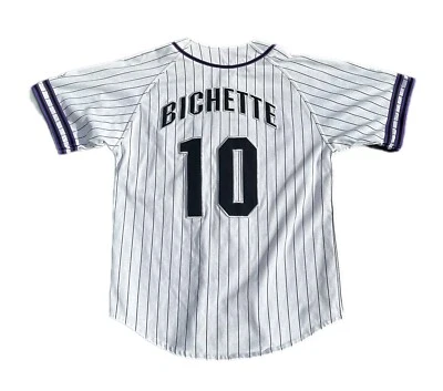 Camiseta deportiva vintage rara de los Colorado Rockies Starter años 90 pin rayas M Dante Bichette Foto 1 de 4
