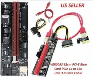 1 PCIE Riser VER 009S 1x to 16x Graphic Extension USB to VGA Adapters GPU GPUs - Afbeelding 1 van 5
