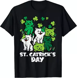 St Patricks Catricks Day Cats Saint Pattys Women Girls Kids T Shirt - Picture 1 of 4