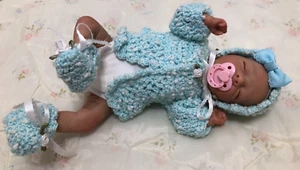 Micro Preemie Reborn Baby Doll Girl Ooak with Moses Basket 12" - Picture 1 of 20