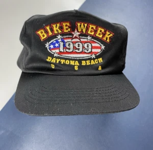 NWT 1999 Daytona Beach 58th Bike Week Cap Snapback Black Flag Embroidered - Bild 1 von 4