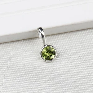 Natural Tiny Green Peridot Necklace 925 Sterling Silver Charm Handmade Jewelry - Picture 1 of 5