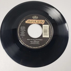 Def Leppard "Miss You In A Heartbeat" "Make Love Like A Man" 45 Vg+ Tested 1992 - Picture 1 of 4