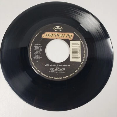 Def Leppard "Miss You In A Heartbeat" "Make Love Like A Man" 45 Vg+ Tested 1992 - Image 1 of 4