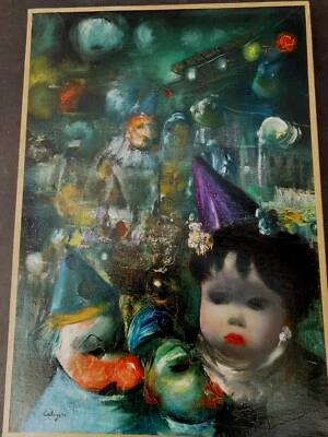 CALOGERO Jean (1922-2001)ECOLE ITALIENNE -Né EN SICILE "ENFANT CHAPEAU MAUVE" -D - Photo 1/4