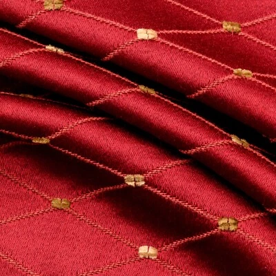 Burgandy Dobby Lattice Cotton Sateen Brocade Upholstery Fabric | 3.7 yds x 56 in - Image 1 of 4