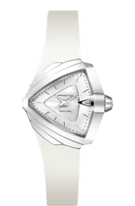 New Hamilton Ventura Mother of Pearl Dial Rubber Band Women's Watch H24251391 - Foto 1 di 1