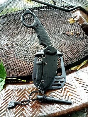 Conceal Carry Karambit Fixed Blade Boot Knife Fire Starter Flint Holster Sheath - Image 1 of 4