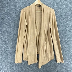 Express Cardigan Women M Medium Brown Open Front Long Sleeve Rayon Knit Casual - Picture 1 of 10