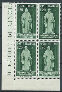 1950 ITALIA GUIDO D'AREZZO QUARTINA LUSSO MNH ** - JU001 - Picture 1 of 1