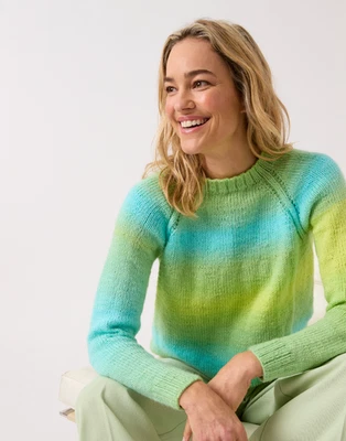 Sirdar Round the Raglan Sweater Knitting Pattern Jewelspun Ombre yarn 10841 - Image 1 of 4