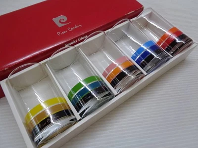 Pierre Cardin Set of 5 Glasses Unused Retro Sasaki Glass Made in Japan Vintage - Image 1 of 4
