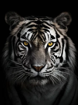 Cuadro de cabeza de tigre negro blanco arte en lienzo decoración del hogar arte de pared impresiones pintura Foto 1 de 4